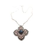 Marianna Necklace Pendant Clover Shaped Greys & Pinks Austrian Crystals Madagascar Africa Coll. - Image 3