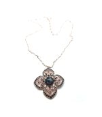 Marianna Necklace Pendant Clover Shaped Greys & Pinks Austrian Crystals Madagascar Africa Coll. - Image 2