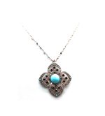 Mariana Necklace Pendant Turq Mineral, Clear & Blacks Austrian Crystals Zanzibar Africa Coll. - Image 3