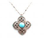 Mariana Necklace Pendant Turq Mineral, Clear & Blacks Austrian Crystals Zanzibar Africa Coll.