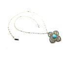 Mariana Necklace Pendant Clover Shaped Turquoise Mineral & Blues Austrian Crystals Zambezi Africa Coll. - Image 3