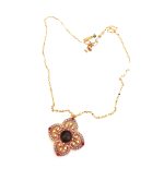 Mariana Necklace Pendant Clover Shaped Chalcedony Mineral & Multicolor Austrian Crystals Gaea Odyssey Coll. - Image 3
