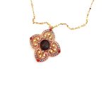 Mariana Necklace Pendant Clover Shaped Chalcedony Mineral & Multicolor Austrian Crystals Gaea Odyssey Coll. - Image 2