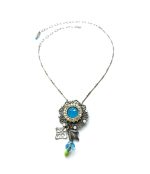Mariana Necklace Pendant Floral Mocca, Whites & Blues Austrian Crystals My Treasures Coll. - Image 2