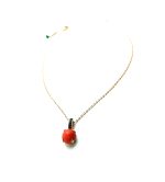 Mariana Necklace Pendant My Treasures Coll. Charming Coral Mineral & Fern Green Austrian Crystals - Image 3