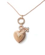 Necklace Pendant By Mariana Kalahari Africa Coll. Heart Shaped Clear, Silk & White Opal Austrian Crystals