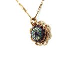 Mariana Necklace Pendant Floral Amethyst, Tanzanite & AB Austrian Crystals My Treasures Coll.