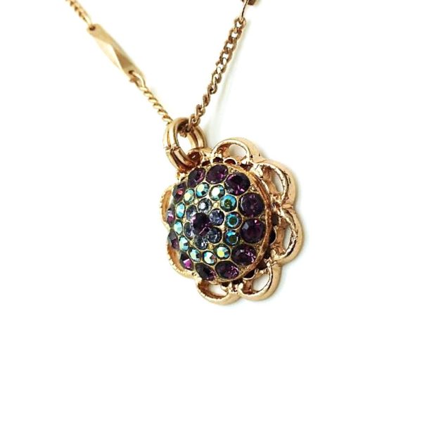 Mariana Necklace Pendant Floral Amethyst, Tanzanite & AB Austrian Crystals My Treasures Coll.