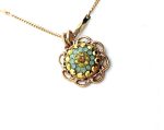 Mariana Necklace Pendant Glitzy Floral Greens & Yellows Austrian Crystals Dancing the Night Away Coll.