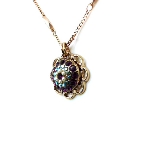Mariana Necklace Pendant Adorable Pearl Mineral, Amethyst & AB Austrian Crystals My Treasures Coll.