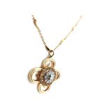 Mariana Necklace Pendant Clover Shaped Golden Shadow, Blue Opal & Comet Argent Lt Swarovski Crystals Rhapsode Odyssey Coll. - Image 3