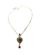 Necklace Pendant By Mariana Woman Heart Shaped Aquamarine and Yellow Swarovski Crystals - Image 2