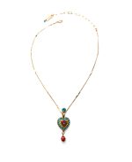 Necklace Pendant By Mariana Woman Heart Shaped Aquamarine and Yellow Swarovski Crystals - Image 3