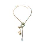 Mariana Necklace Pendant Blue Lagoon Ambrosia Coll. Bird & Charms in Blues Austrian Crystals - Image 3