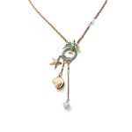Mariana Necklace Pendant Blue Lagoon Ambrosia Coll. Bird & Charms in Blues Austrian Crystals