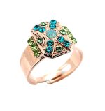Ring By Mariana Woman Blue Zircon and Pacific Opal Swarovski Crystals