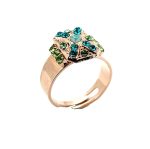 Ring By Mariana Woman Blue Zircon and Pacific Opal Swarovski Crystals - Image 2