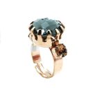 Mariana Ring Faceted Black Diamond & Smoked Topaz Austrian Crystals My Treasures Coll.