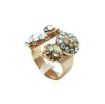 Ring By Mariana Kalahari Africa Coll. Timeless Golden Shadow, Pearl & Blues Austrian Crystals - Image 3