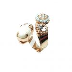 Ring By Mariana Woman Fashionable White Shell Mineral and Clear Swarovski Crystals