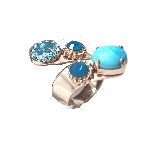 Mariana Ring Stylish Turq Mineral & Blues Austrian Crystals Zambezi Africa Coll.