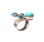 Mariana Ring Stylish Turq Mineral & Blues Austrian Crystals Zambezi Africa Coll. - Image 2