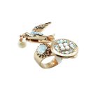 Mariana Ring Finely Detailed Bird Beaded Clear & Whites Swarovski Crystals Kalahari Africa Coll. - Image 2
