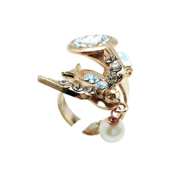 Mariana Ring Finely Detailed Bird Beaded Clear & Whites Swarovski Crystals Kalahari Africa Coll.