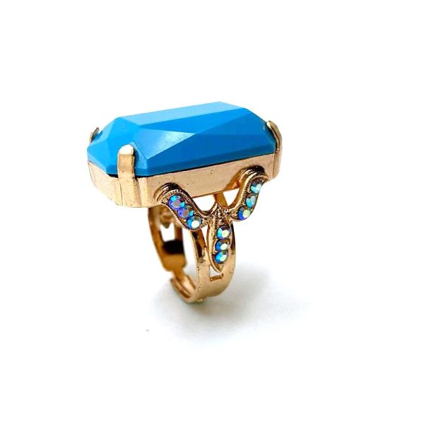 Mariana Ring Luxurious Turquoise & AB Swarovski Crystals My Treasures Coll.