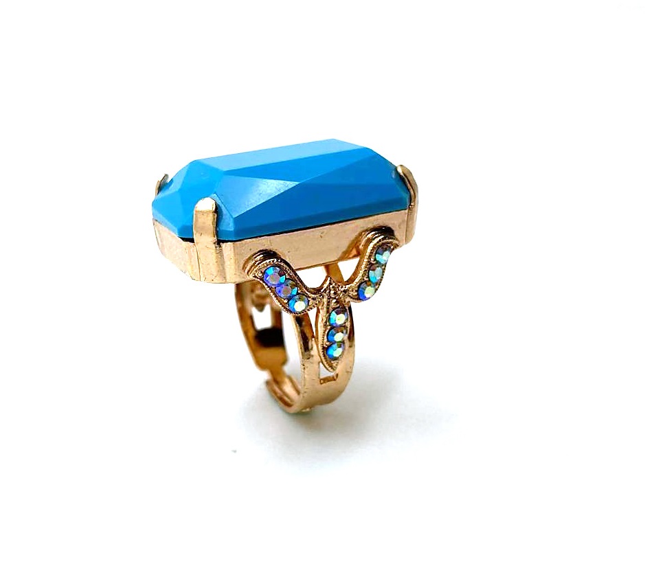 R-7878-267-RG (1) Mariana Ring Luxurious Turquoise & AB Swarovski Crystals My Treasures Coll. - Image 1