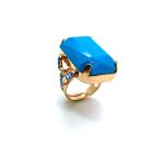 Mariana Ring Luxurious Turquoise & AB Swarovski Crystals My Treasures Coll. - Image 2