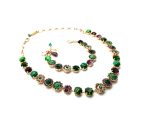 Mariana Jewelry Set Necklace, Bracelet Malachite Mineral with Emerald & Amethyst Austrian Crystals Tigris Silk Road Coll. - Image 2