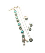 Mariana Jewelry Set Necklace, Bracelet, Earrings, Ring Turquoise & Austrian Crystals Congo Africa Coll. - Image 3