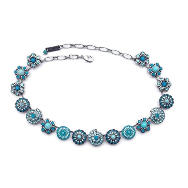 Mariana Necklace Adorable Floral in Turquoise Mineral & Blues Austrian Crystals Zambezi Africa Coll.