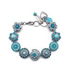 Mariana Bracelet Lovely Floral Blues & Greens Austrian Crystals Zambezi Africa Coll.