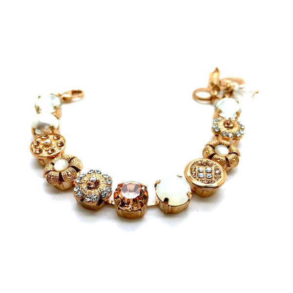 Bracelet By Mariana Woman Fab Floral Pearl Mineral and Peach Swarovski Crystals