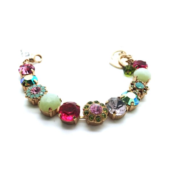 Mariana Bracelet Sassy Floral Green Aventurine Mineral & Multicolor Austrian Crystals Blue Suede Shoes Nostalgia Coll.