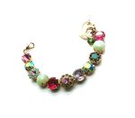 Mariana Bracelet Sassy Floral Green Aventurine Mineral & Multicolor Austrian Crystals Blue Suede Shoes Nostalgia Coll. - Image 3