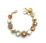 Bracelet By Mariana Woman Classic Pearl and Golden Shadow Swarovski Crystals