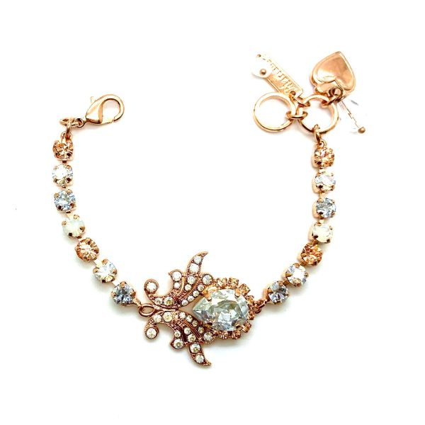Mariana Bracelet Sophisticated Fleur de Lis in Clear, Opal & Lt Peach Austrian Crystals My Treasures Coll.