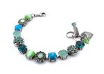 Bracelet By Mariana Woman Stylish Turquoise Mineral and Peridot Swarovski Crystals