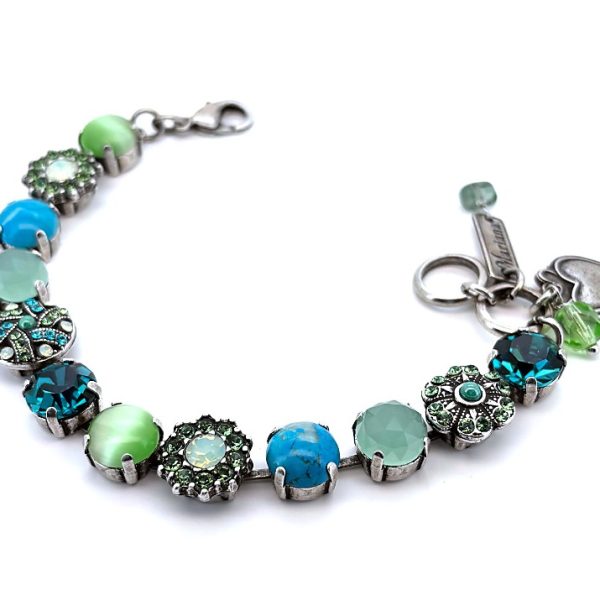 Bracelet By Mariana Woman Stylish Turquoise Mineral and Peridot Swarovski Crystals