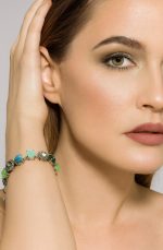 Bracelet By Mariana Woman Stylish Turquoise Mineral and Peridot Swarovski Crystals - Image 3