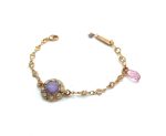 Mariana Bracelet Flower Shaped in Purples & Greens Austrian Crystals Levander Botanica Coll.