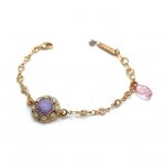 Mariana Bracelet Flower Shaped in Purples & Greens Austrian Crystals Levander Botanica Coll.