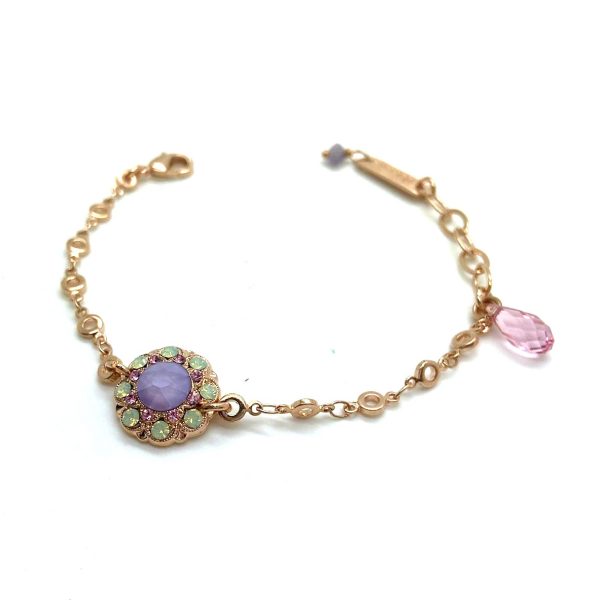 Mariana Bracelet Flower Shaped in Purples & Greens Austrian Crystals Levander Botanica Coll.