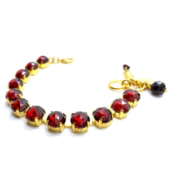 Mariana Bracelet Stunning Faceted Garnet Mineral & Jet Austrian Crystals My Treasures Coll.