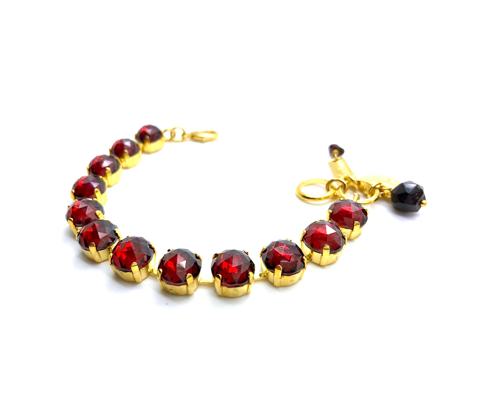 B-4445-1M-M42M42-YG (2) Mariana Bracelet Stunning Faceted Garnet Mineral & Jet Austrian Crystals My Treasures Coll. - Image 1