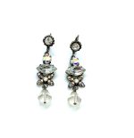 Mariana Earrings Dangling Clear, White Opal & AB Austrian Crystals On A Clear Day Sweet Summer Coll.