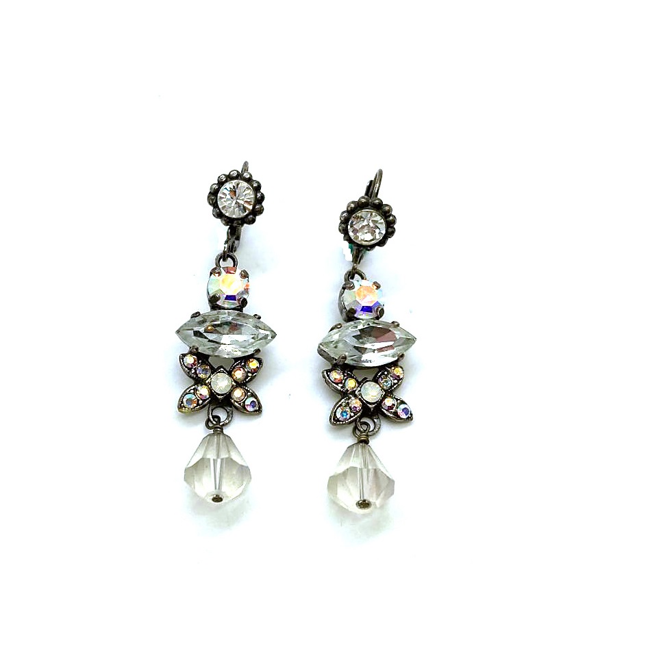E-1001-001-SP6 (3) Mariana Earrings Dangling Clear, White Opal & AB Austrian Crystals On A Clear Day Sweet Summer Coll. - Image 1